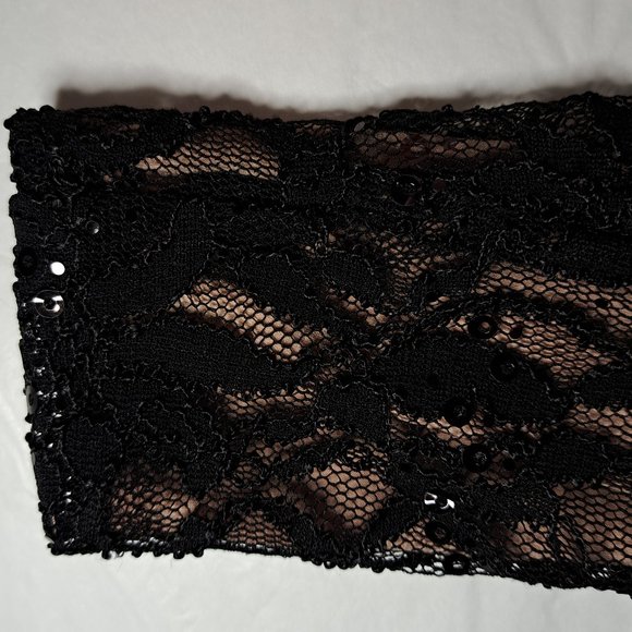 LAUREN RALPH LAUREN LACE BLACK dress Sz 2 SHEATH bodycon sequin FORMAL Holidays - Picture 8 of 13